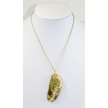 Modern 9ct Gold Chain Together With A Polished Gilt Decorated Free Form Shell Pendant