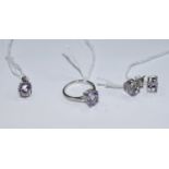 Rose de France Amethyst Three Piece Set of Jewellery, comprising a ring,