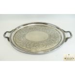 Elkington & Co Large Impressive Shaped Twin Handle Tray of Solid Constructions with Plain Ribbed
