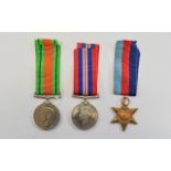 World War II Trio of Military Medals - George VI - Defence Medal 1939 / 1945,