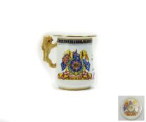 Edward VIII Commemorative Coronation 1937 Cup and Coaster By Paragon Lion shaped handle with gilt