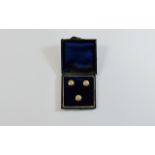 Antique Boxed Set of 3 9ct Gold Studs with Chased Floral Decoration. Fully Hallmarked.