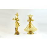 Murano - Venetian Glass Company Pair of 1960's Handmade Courtiers Figurines with Venetian Glass