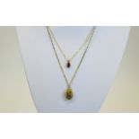 Two 9ct Gold Chains Together With A Yellow Metal Locket And Gem Set Pendant