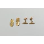 Two Pairs Of Early 20thC 9ct Gold Hollow Cufflinks,