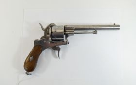 Belgian Pinfire 6 shot Revolver Cleaned And Stripped, Stamped 58 To Folding Trigger And Barrel,