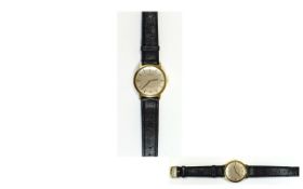 Gents 9ct Gold Tissot Wristwatch, Silvered Dial With Gilt Baton Numerals & Hands, Manual Wind,