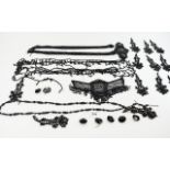 Collection Of Jet And Black Beads,