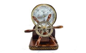 Maritime Interest Novelty Barometer By Shortland In The Form Of A Ships Wheel,