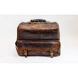 Gents Edwardian Brown Leather Travelling Toiletry Bag Leather Dopp Kit Bag With Side Pouches,