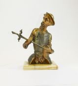 Contemporary Bronze Figure of ' Don Quixote ' Raised on an Onyx Plinth Base with Removable Sword,