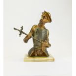 Contemporary Bronze Figure of ' Don Quixote ' Raised on an Onyx Plinth Base with Removable Sword,