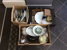 Boxes Of Miscellaneous Crockery Collectibles and Glass.