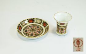 Royal Crown Derby Imari Patterned Miniature and Pin Dish. Pattern No 1128. Date 1990. Vase 2.
