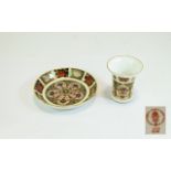 Royal Crown Derby Imari Patterned Miniature and Pin Dish. Pattern No 1128. Date 1990. Vase 2.