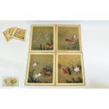 Set Of 10 Japanese Silk Paintings,