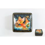 ' Swan Princes ' Square Russian Lacquer Table Box,