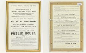 Public Notice Original - Black and White Poster From 1903, Mounted and Framed Behind Glass.