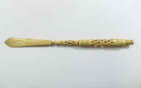 Chinese - Finely Carved Late 19th Century Ivory Letter Opener,