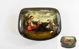 Fine Quality Semi Oval Shaped Russian Lacquer Box,