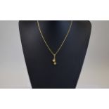 Ladies Light Gold Fashion Necklace With Two Heart Shaped Droppers, Chain Marked 10kt Italy,