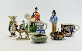 Small Collection of Ceramics including Staffordshire flatback figure, Wedgwood, oriental dish,