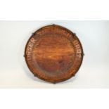 World War II German Prisoner of War Carved Wooden Circular Bread Board, In Arts and Crafts Style.