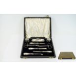 George V Silver ( 9 ) Piece Manicure Set, Matched but Various Dates. Hallmark Birmingham 1934,