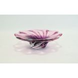 Murano 1970's Studio Art Glass Amethyst Bowl, The Amethysts Colour ways Interspaced by Clear Glass.