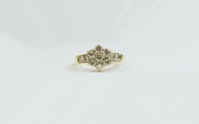 18ct Gold Diamond Cluster Ring Seven Round Modern Brilliant Cut Diamonds,