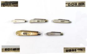 Collection Of Silver & Mother Of Pearl Fruit/Pocket Knives Six in total,