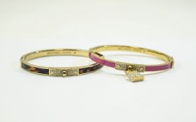 2 Michael Kors Bangles, both stone set, one brown & gold coloured and one pink & gold coloured.