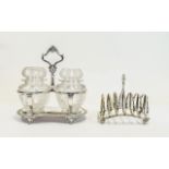 Antique - Good Quality 2 Cut Glass Lidded Pickle Jars In a Good Quality Silver Plated Stand. 9.
