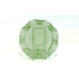 King George Vl and Queen Elizabeth Coronation Commemorative Green Glass Dish,