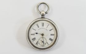 Victorian Silver Cased Open Faced Pocket Watch. Hallmark Chester 1881.