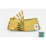 Art Deco - Square Shaped Shagreen Style and Gilt Metal Cigarette Case with Pop up Mechanism /