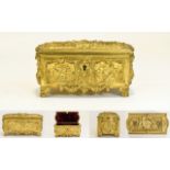 Victorian - Very Fine British Empire Gilt Bronze Lidded Casket / Trinket Box - To Commemorate Queen