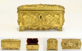 Victorian - Very Fine British Empire Gilt Bronze Lidded Casket / Trinket Box - To Commemorate Queen