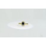 18ct Yellow Gold Small Sapphire and Diamond Cluster Ring,