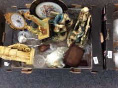 Box of Assorted Glass Ware and Ceramics including figurines, decorative ornaments,