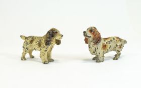 Cold Painted Miniature Spaniel Dogs 2 in total, one in spelter,