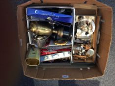 Large Box Containing A Quantity Of Collectable And Oddments, Comprising Trophies,