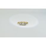 18ct Gold Diamond Ring set with 3 old cut diamonds, unmarked,