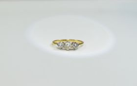 18ct Gold Diamond Ring set with 3 old cut diamonds, unmarked,