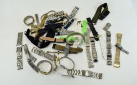 Quantity Of Watch Straps Mixed Lot To Include Leather, Metal, Expanding Etc.
