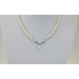 Cultured Pearl Necklace with 9ct & Diamond Pendant.