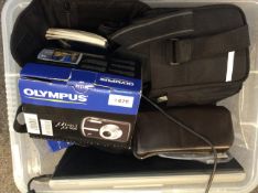 Box Containing A Collection Of Cameras To Include A Minolta Dynax 7 + Extra Lens And Accessories,
