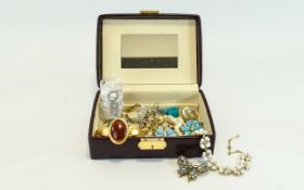 Brown Faux Leather Effect Jewellery Box Comprising Three Modern Silver Charms, bracelet,