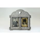Anglo - Indian Late 19th Century Impressive Very Ornate and Shaped Silver Twin Photo Frame,