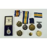 Military Interest Two WW1 Medals And Paperwork, 2 WW1 Medals, Associated Badges,